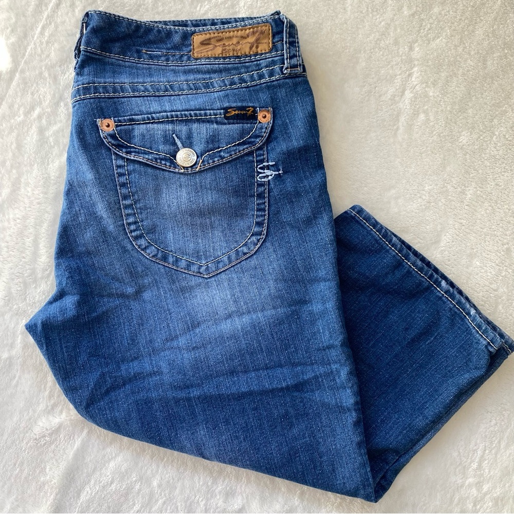 Seven7 Denim Mid-Rise Cropped Capri Jeans - Size 12 - Picture 10 of 12
